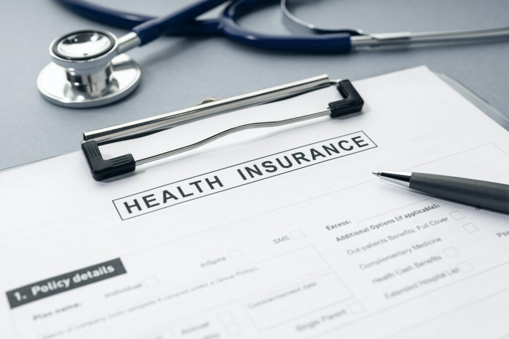 Health Insurance form on desk